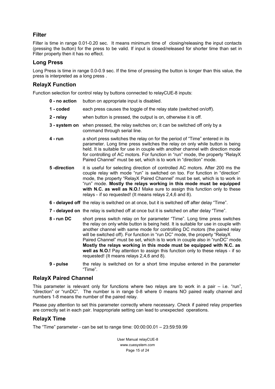 CUE relayCUE-8 User Manual | Page 15 / 24