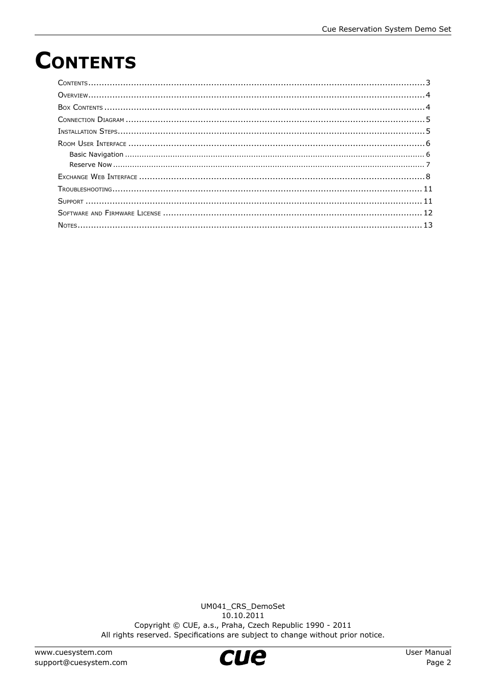 CUE CRS DemoSet User Manual | Page 2 / 12