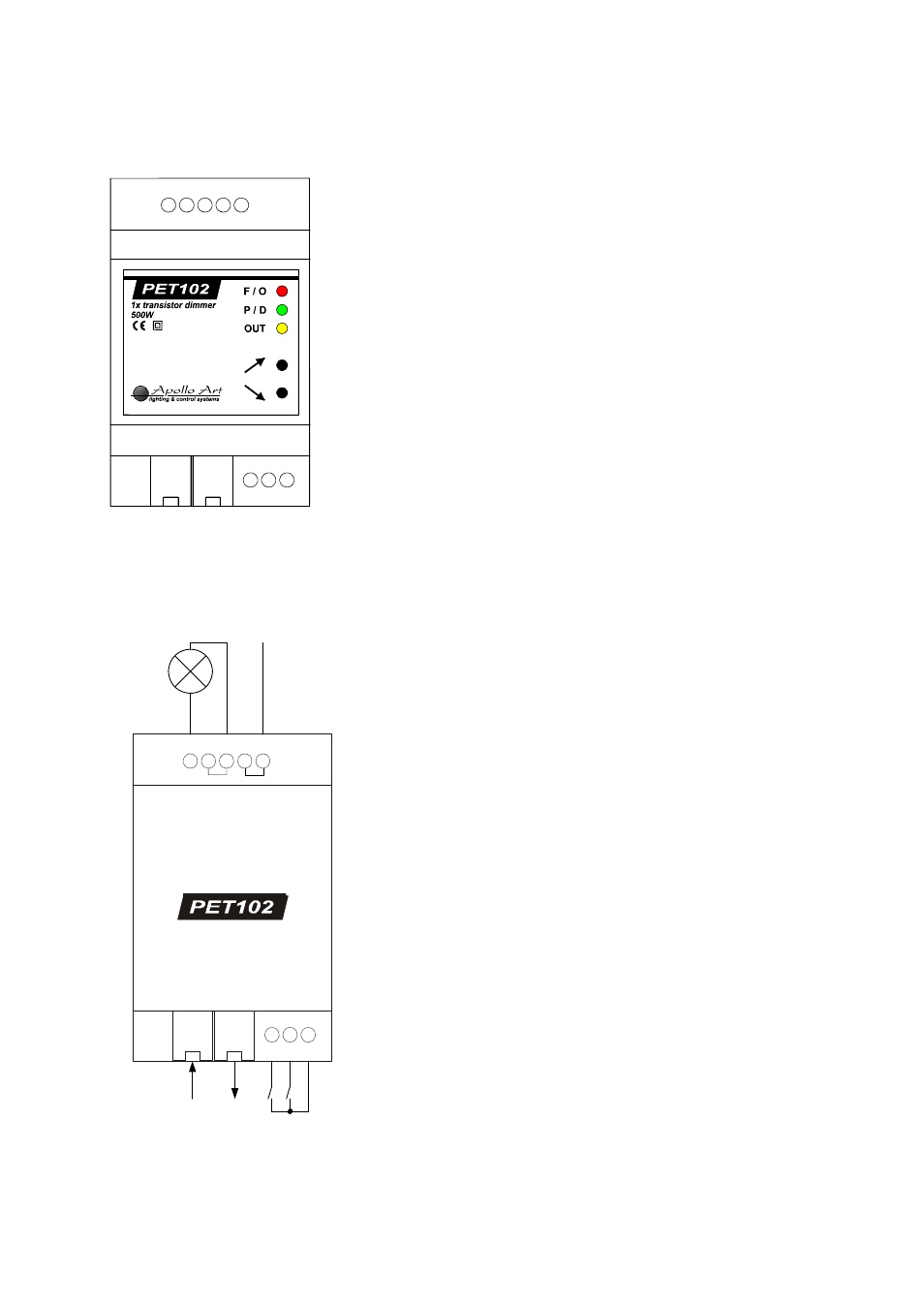 Dimmer pet102, Overview, Connections | Pe bus | CUE Power Express User Manual | Page 10 / 24