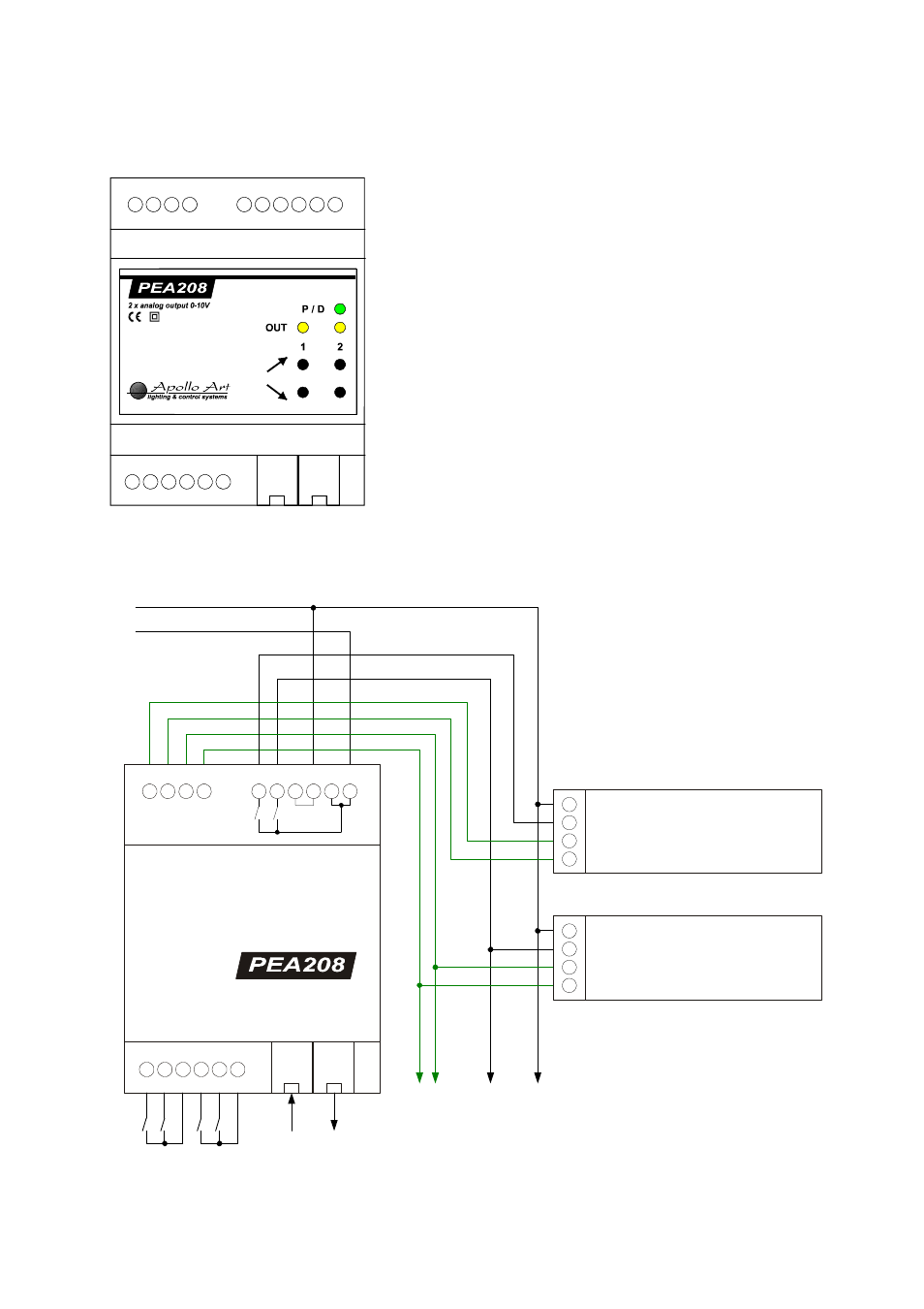 Analog outputs interface pea208, Overview, Connections | Pe bus | CUE Power Express User Manual | Page 12 / 24