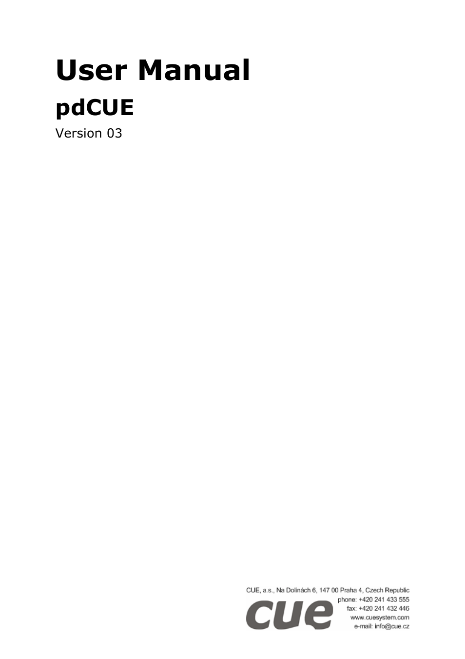 CUE pdCUE User Manual | 16 pages