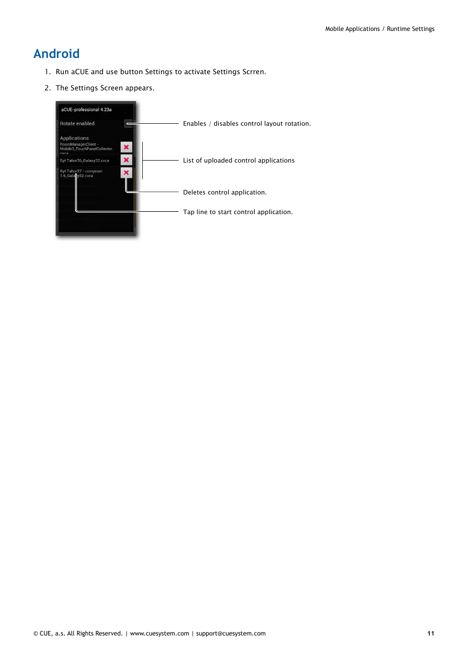 Android, 11 android | CUE iCUE User Manual | Page 11 / 12