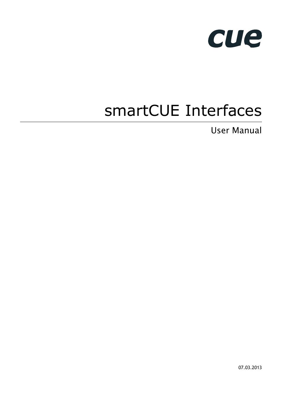 CUE smartCUE Interfaces User Manual | 32 pages