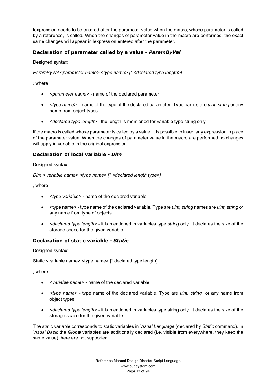 CUE Design Director Script Language User Manual | Page 13 / 94