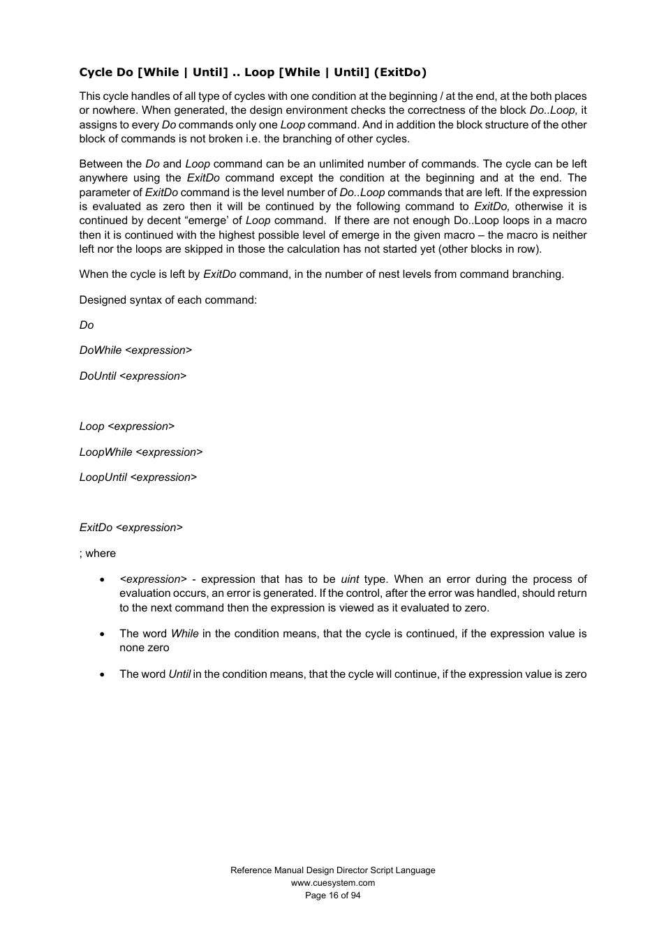 CUE Design Director Script Language User Manual | Page 16 / 94