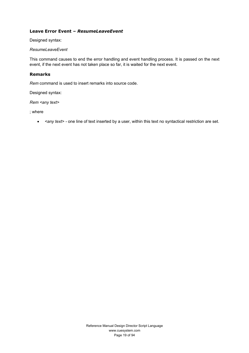 CUE Design Director Script Language User Manual | Page 19 / 94