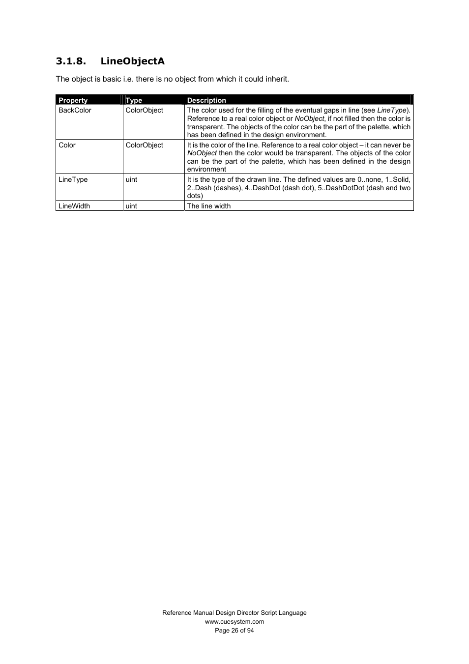 Lineobjecta | CUE Design Director Script Language User Manual | Page 26 / 94