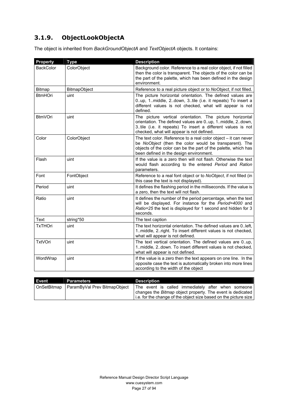 Objectlookobjecta | CUE Design Director Script Language User Manual | Page 27 / 94