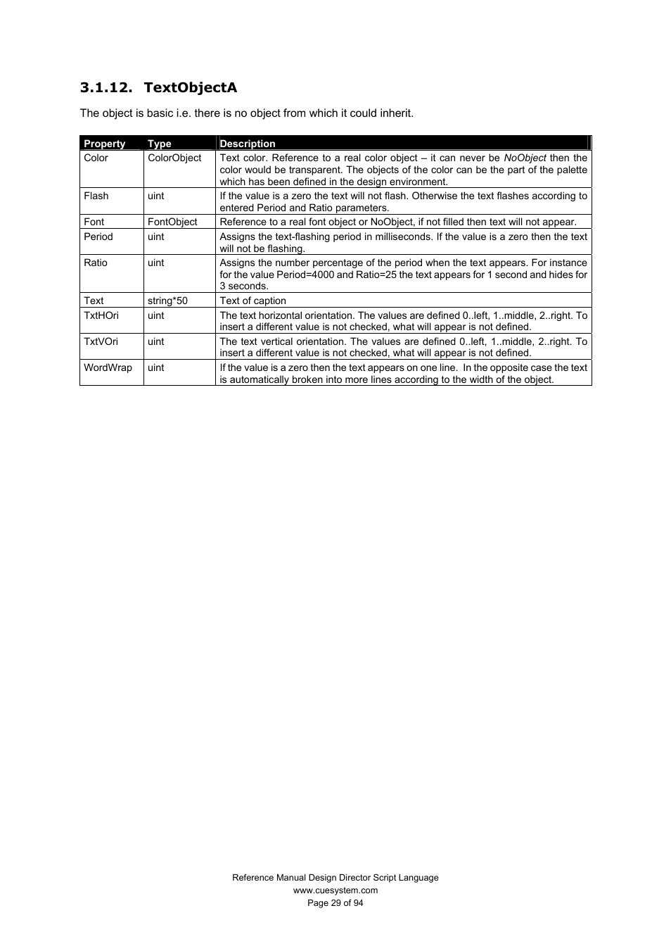 Textobjecta | CUE Design Director Script Language User Manual | Page 29 / 94