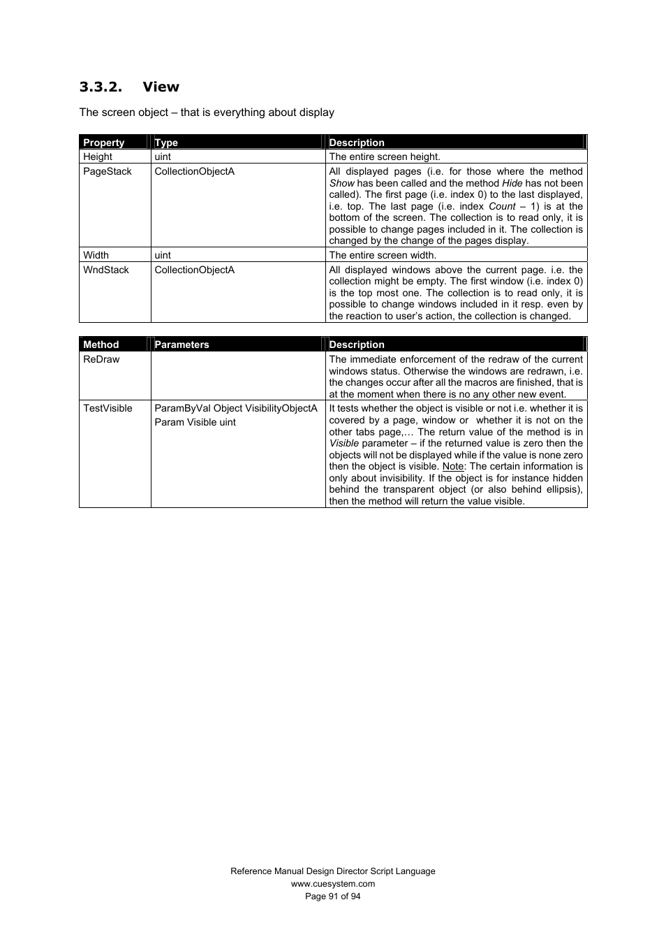 View | CUE Design Director Script Language User Manual | Page 91 / 94