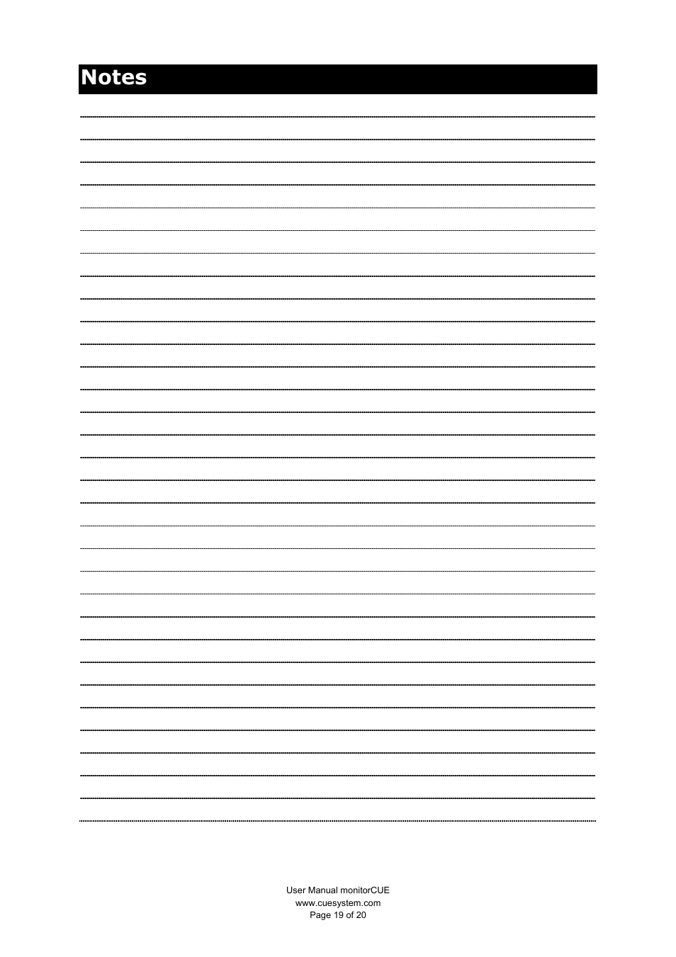CUE monitorCUE User Manual | Page 19 / 20
