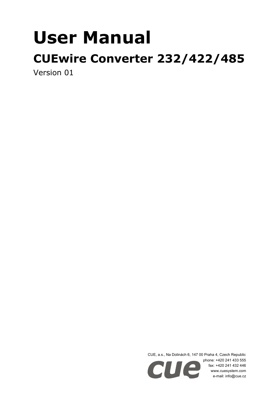 CUE CUEwire User Manual | 18 pages