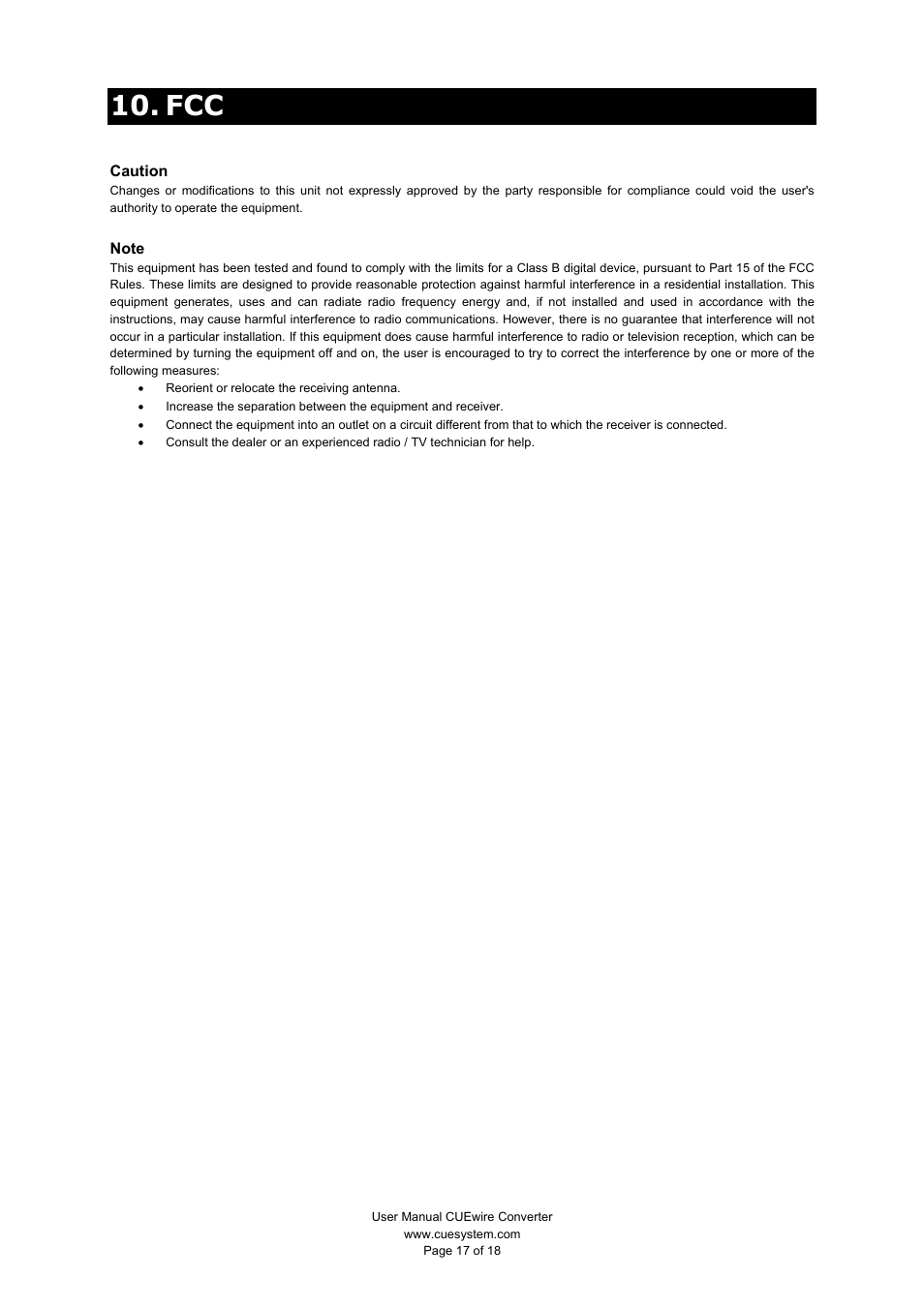 CUE CUEwire User Manual | Page 17 / 18