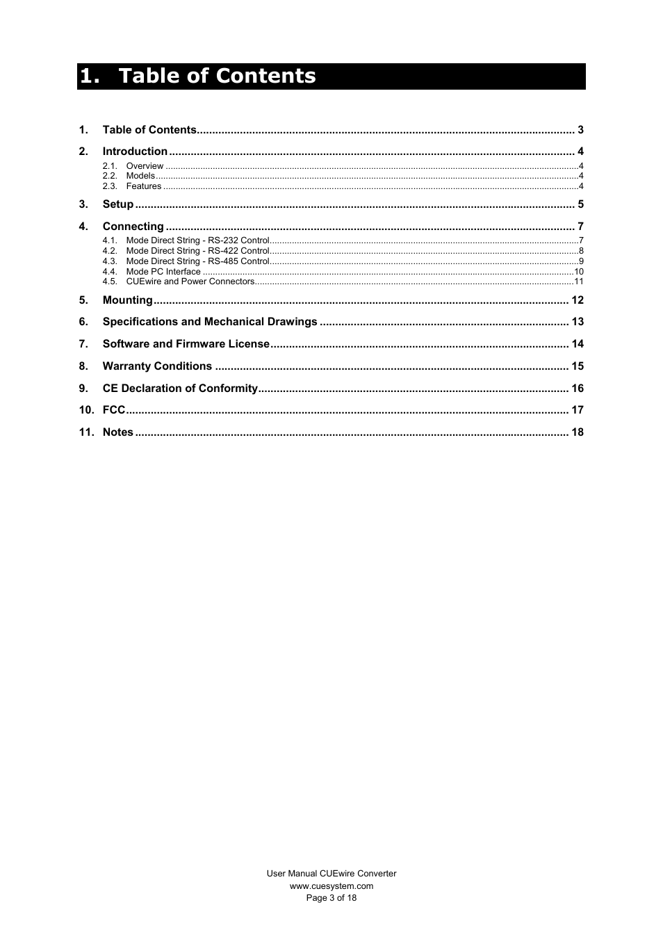 CUE CUEwire User Manual | Page 3 / 18