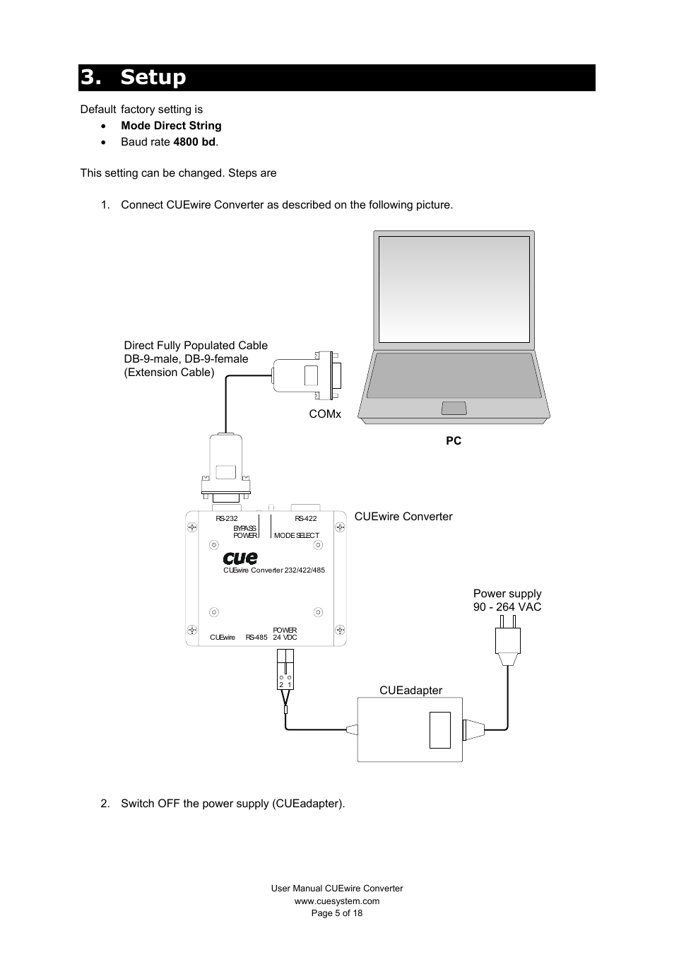 Setup | CUE CUEwire User Manual | Page 5 / 18