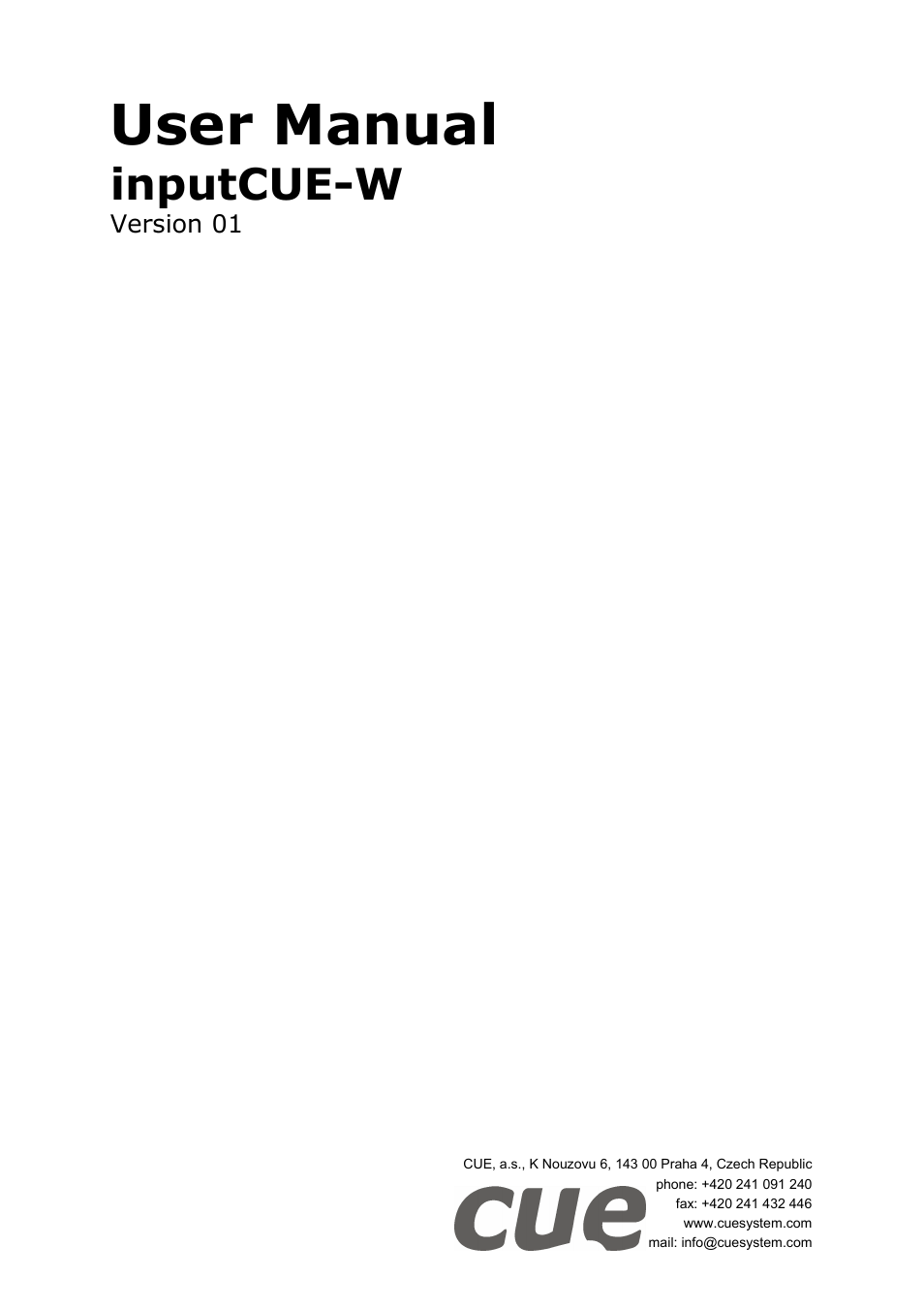 CUE inputCUE-W User Manual | 14 pages