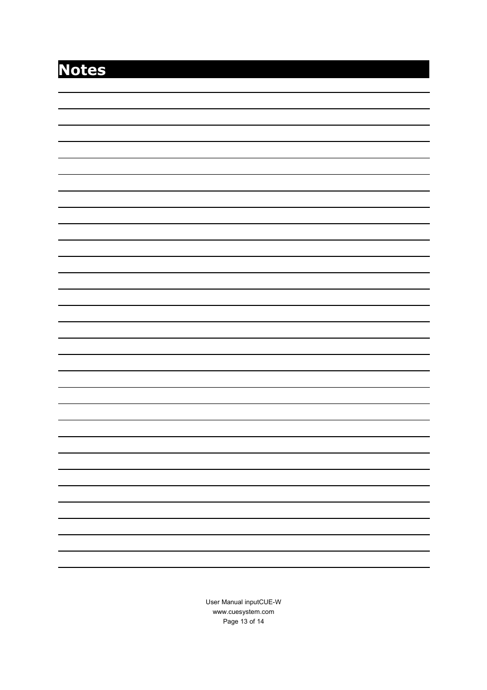 CUE inputCUE-W User Manual | Page 13 / 14