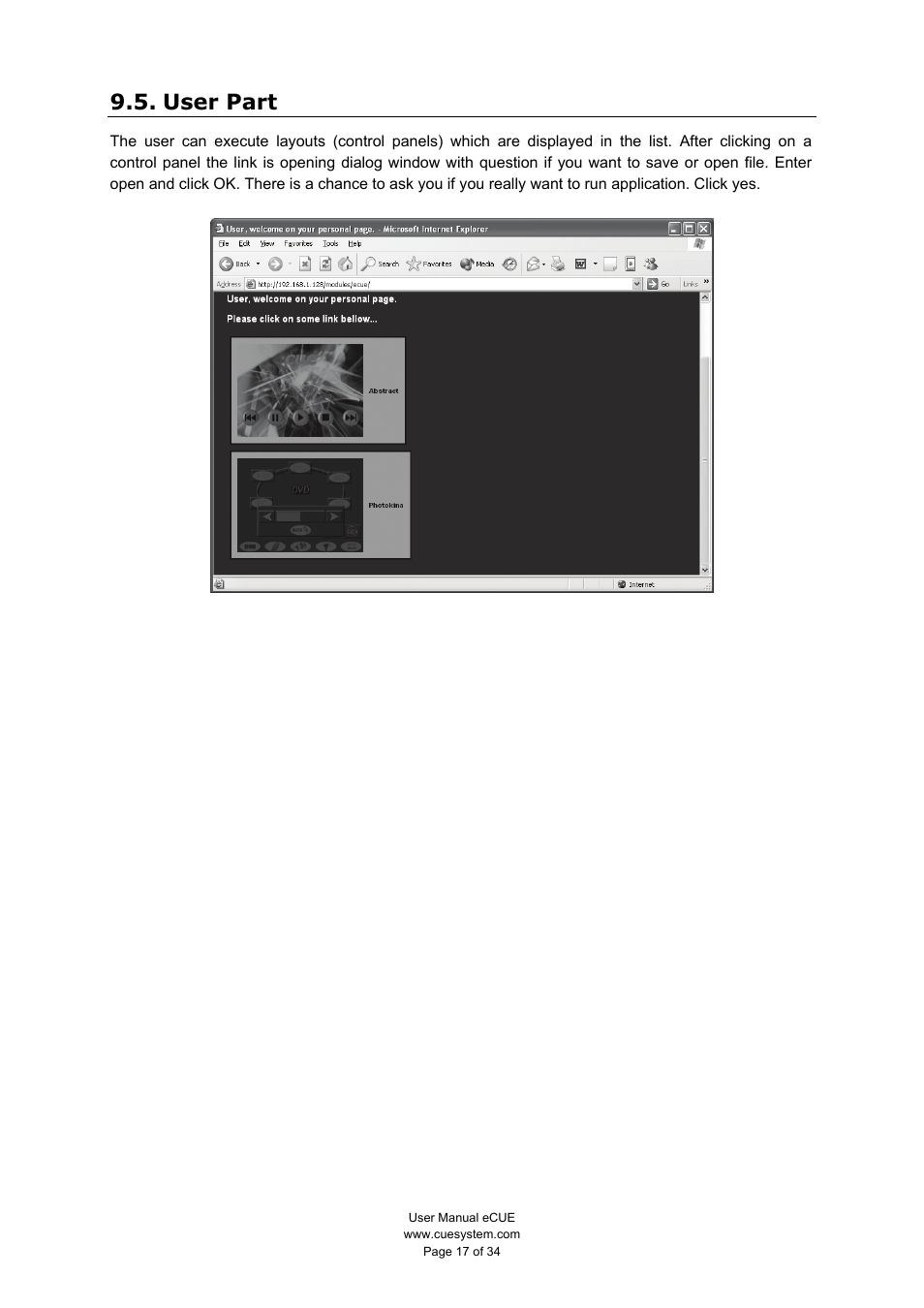 User part | CUE eCUE User Manual | Page 17 / 34