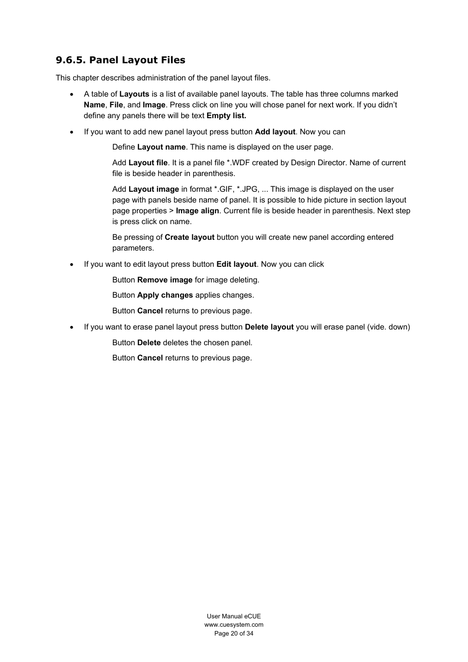 Panel layout files | CUE eCUE User Manual | Page 20 / 34