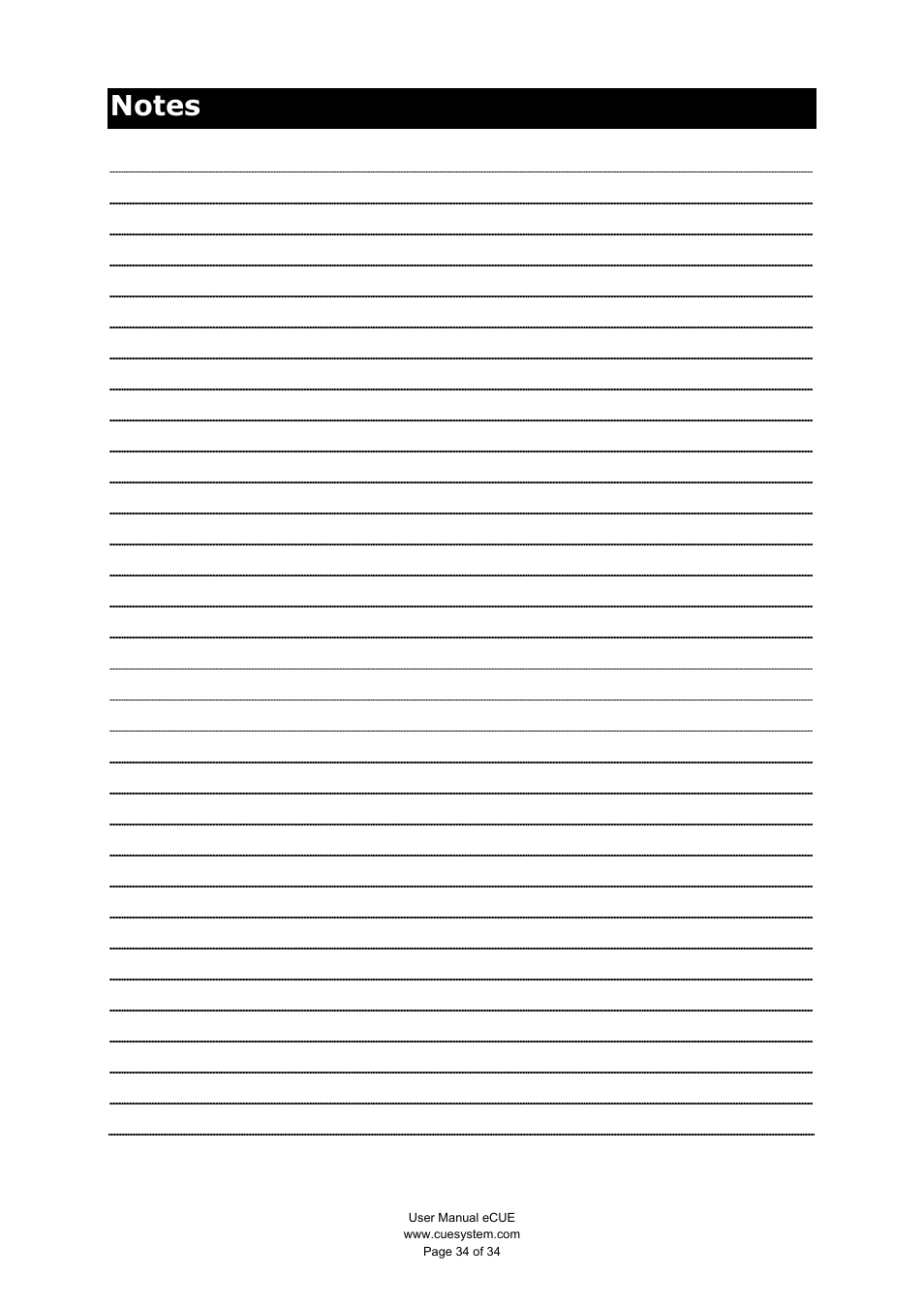 CUE eCUE User Manual | Page 34 / 34