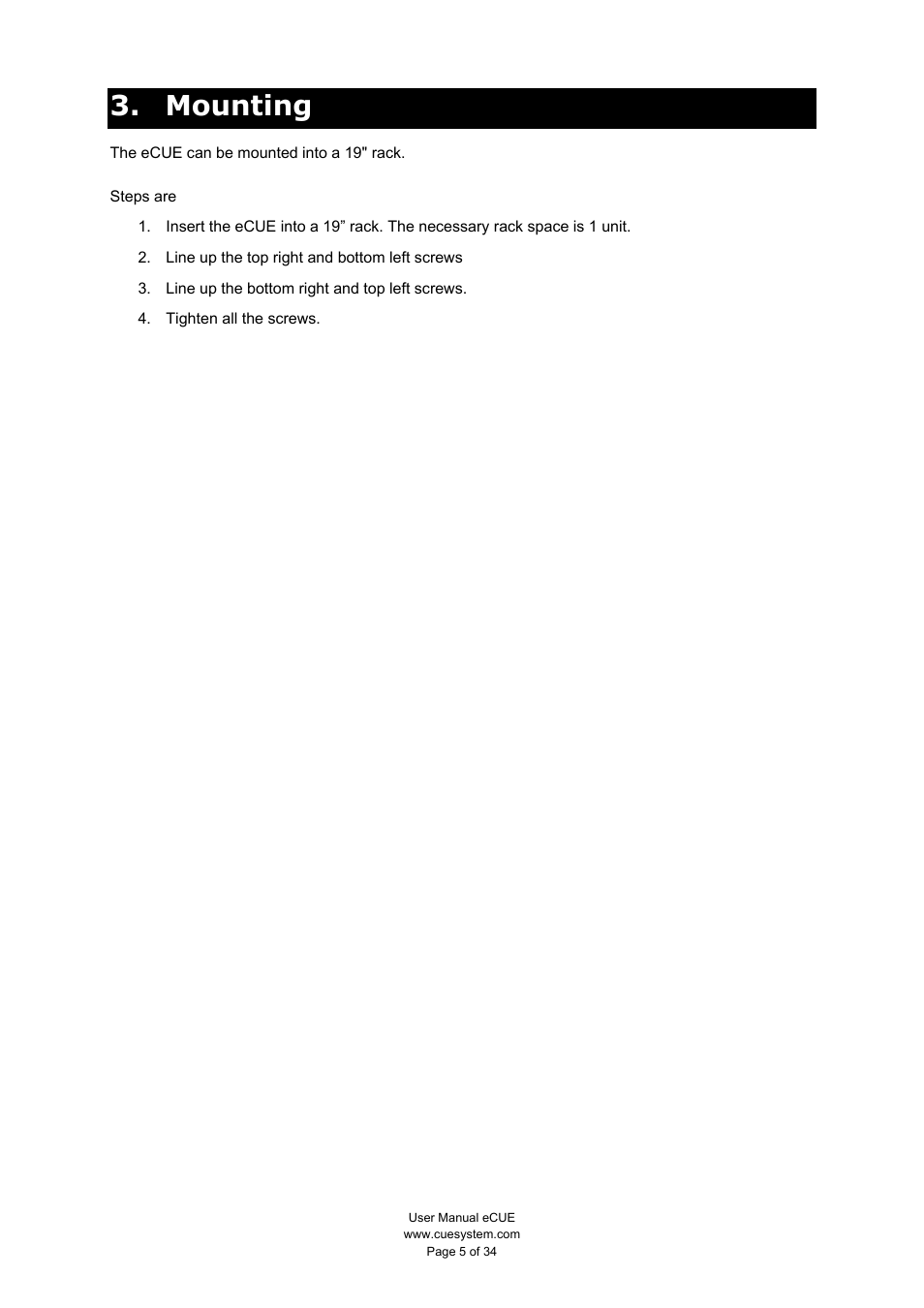 Mounting | CUE eCUE User Manual | Page 5 / 34