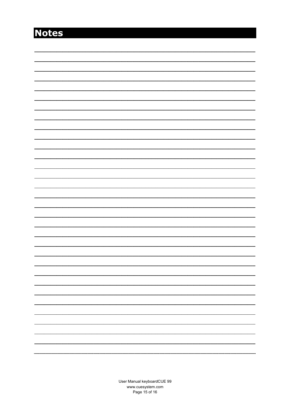 CUE keyboardCUE User Manual | Page 15 / 16