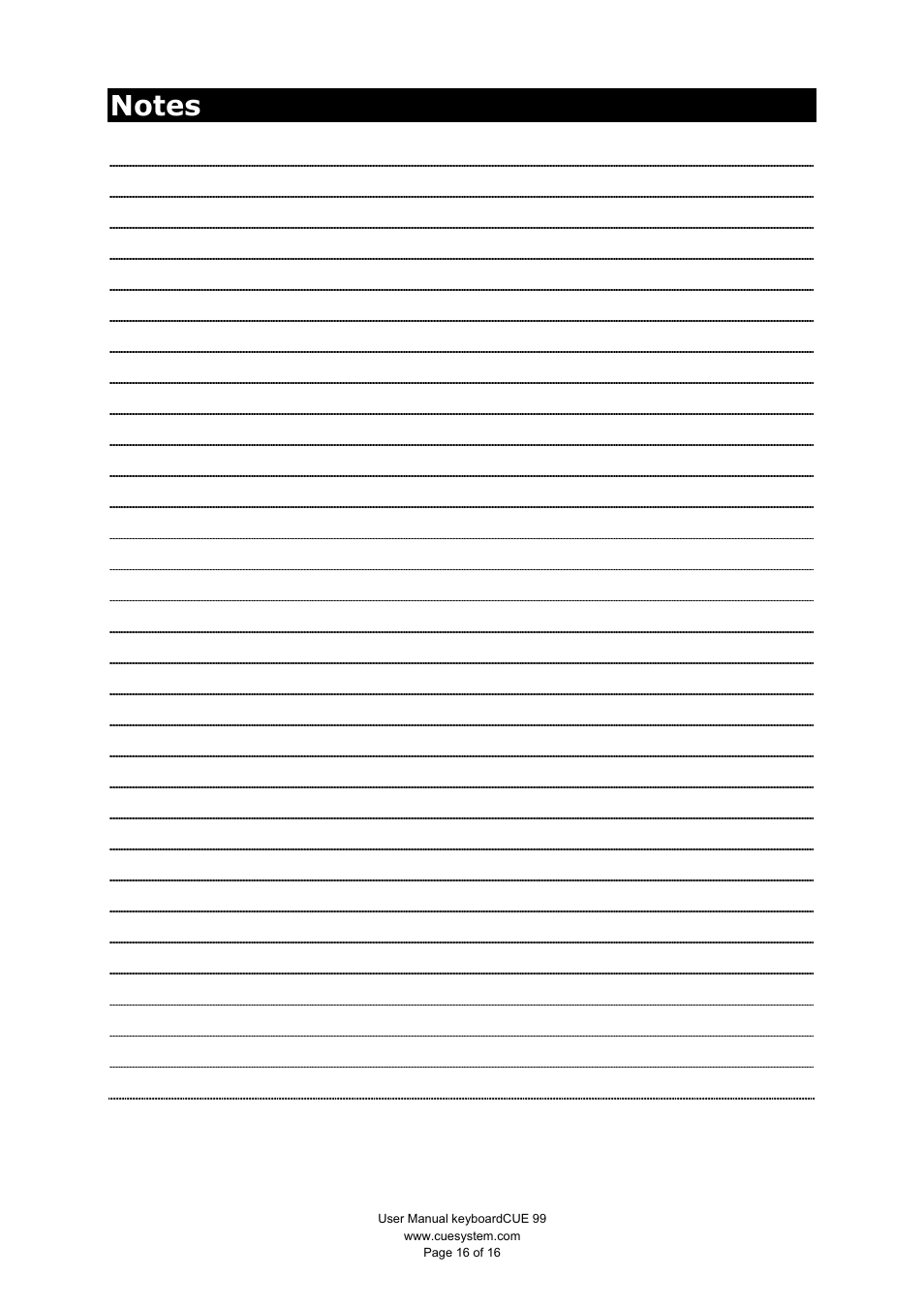 CUE keyboardCUE User Manual | Page 16 / 16