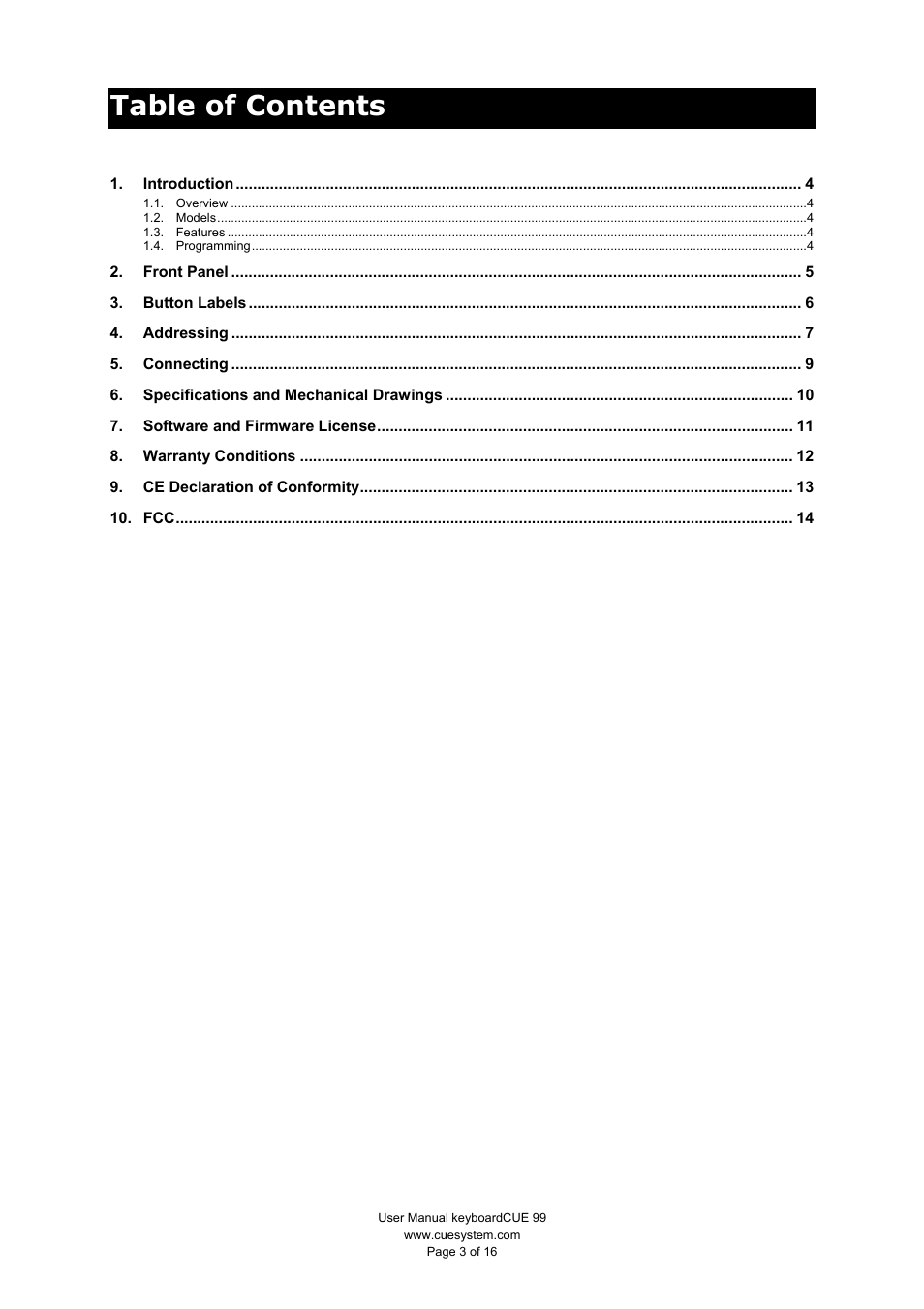 CUE keyboardCUE User Manual | Page 3 / 16