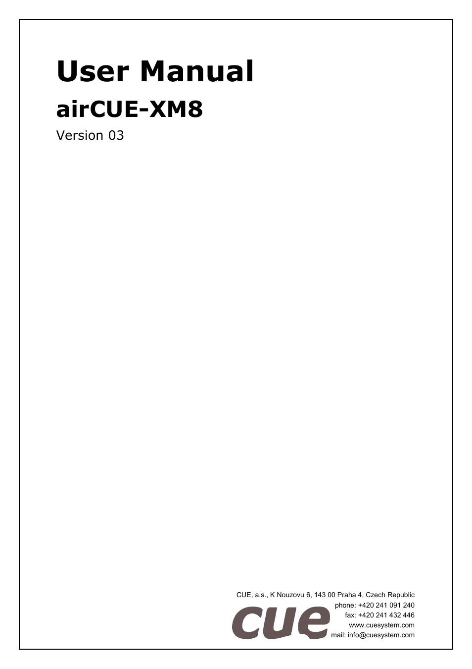 CUE airCUE-XM8 User Manual | 41 pages