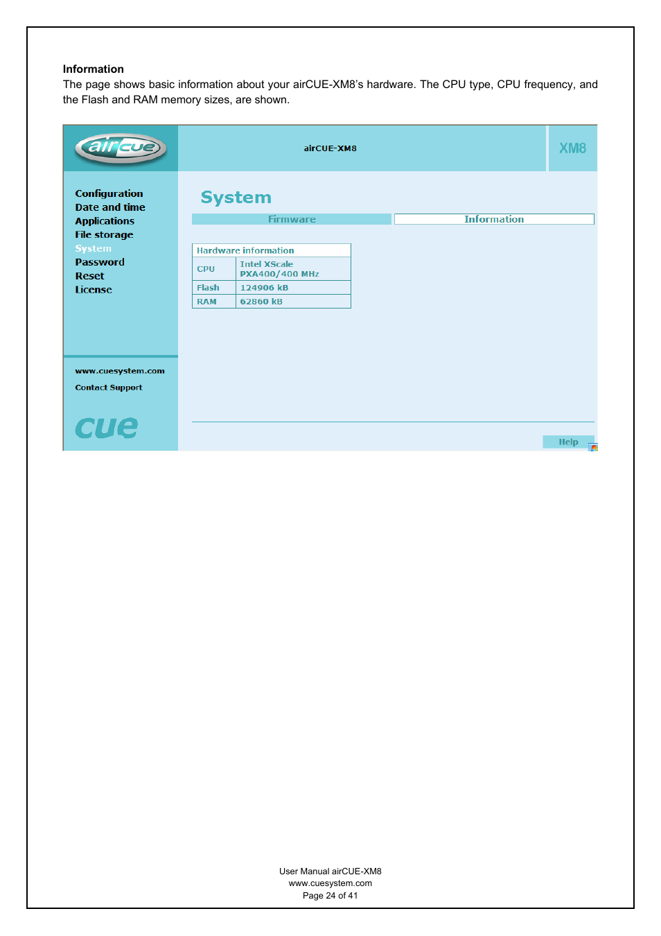 CUE airCUE-XM8 User Manual | Page 24 / 41