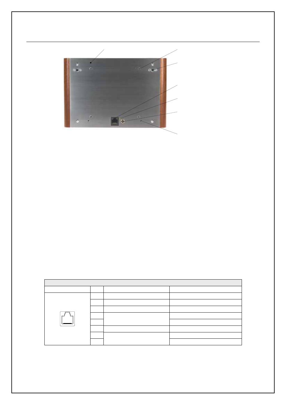 Rear panel, Power supply connector, 10/100 baset lan incl. poe connector | CUE airCUE-8X10 User Manual | Page 11 / 28