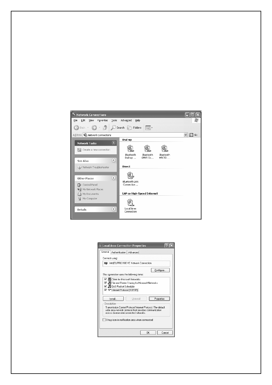 Using lan network, Windows xp local area connection settings | CUE airCUE-8X10 User Manual | Page 15 / 28