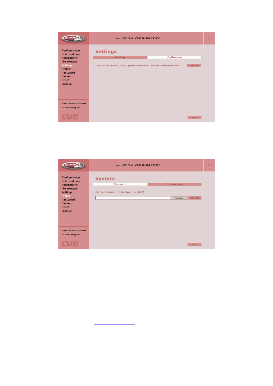 System page | CUE touchCUE-V i User Manual | Page 18 / 27