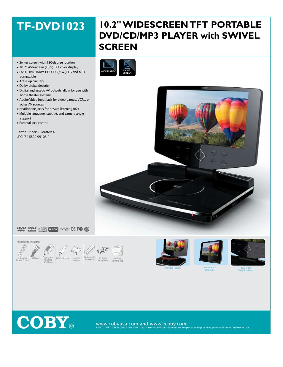 COBY electronic TF-DVD 1023 User Manual | 1 page