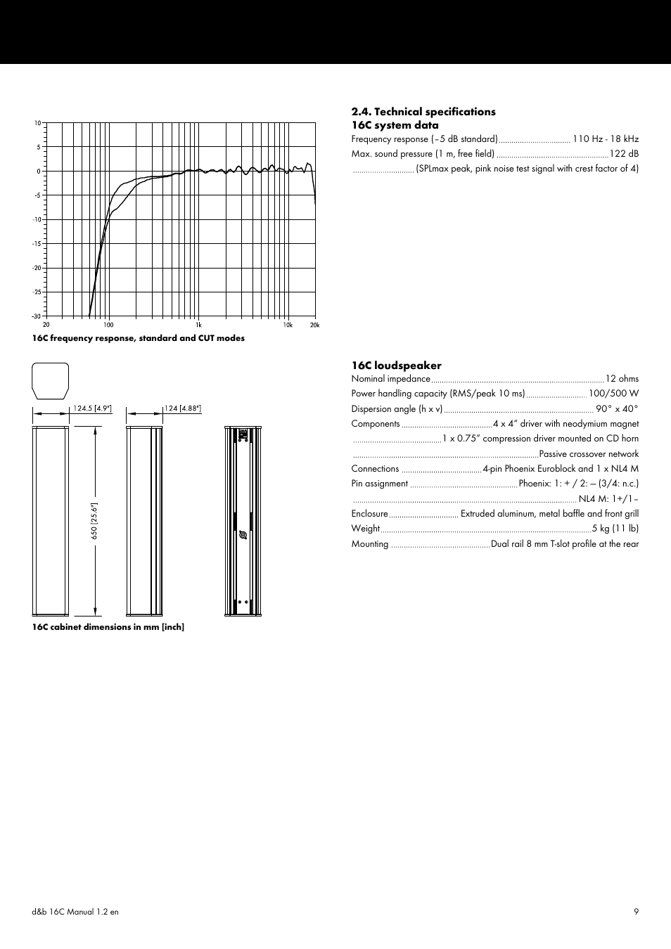 Technical specifications | d&b 16C User Manual | Page 9 / 12