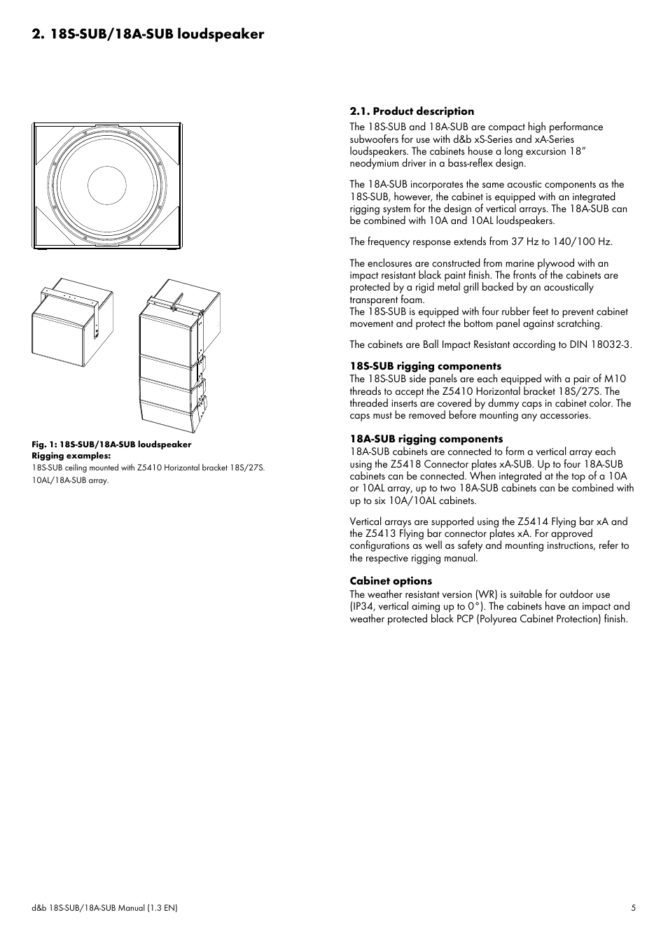 18s-sub/18a-sub loudspeaker, Product description | d&b 18S-SUB User Manual | Page 5 / 10