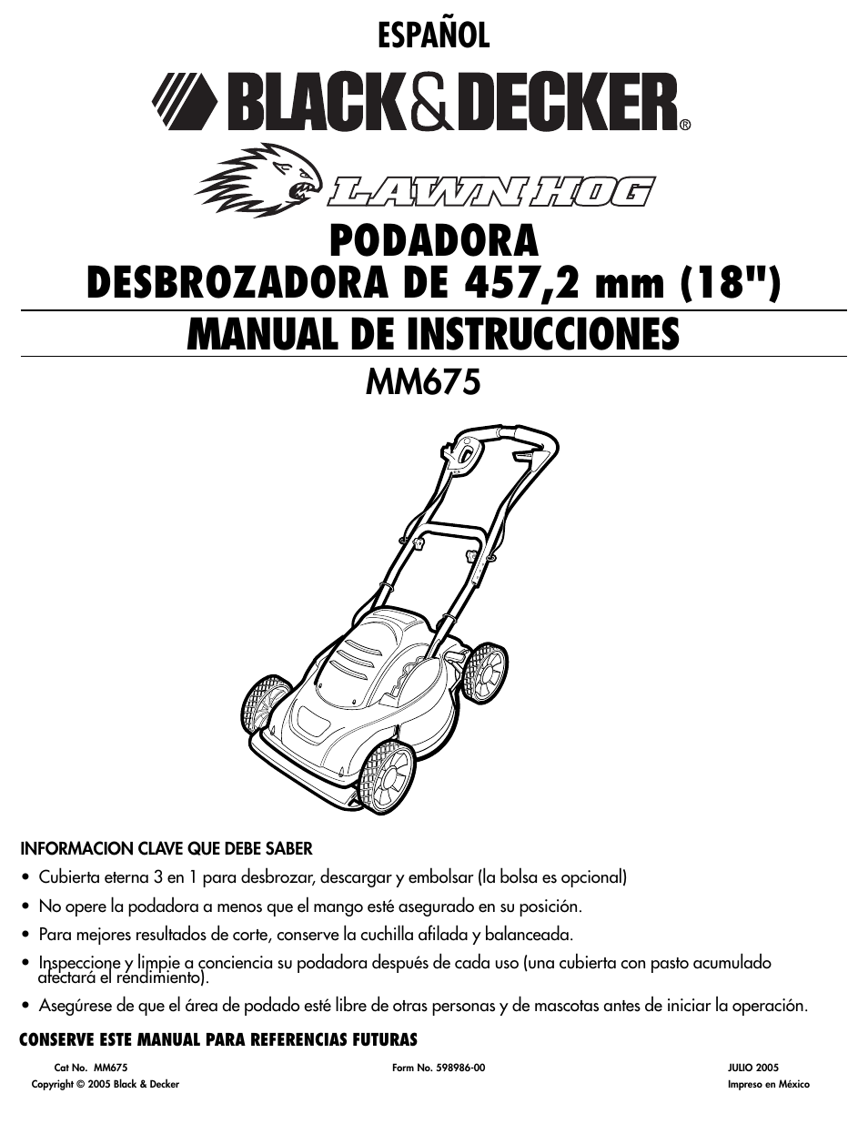 Manual de instrucciones, Español, Mm675 | Black & Decker MM675 User Manual | Page 13 / 20