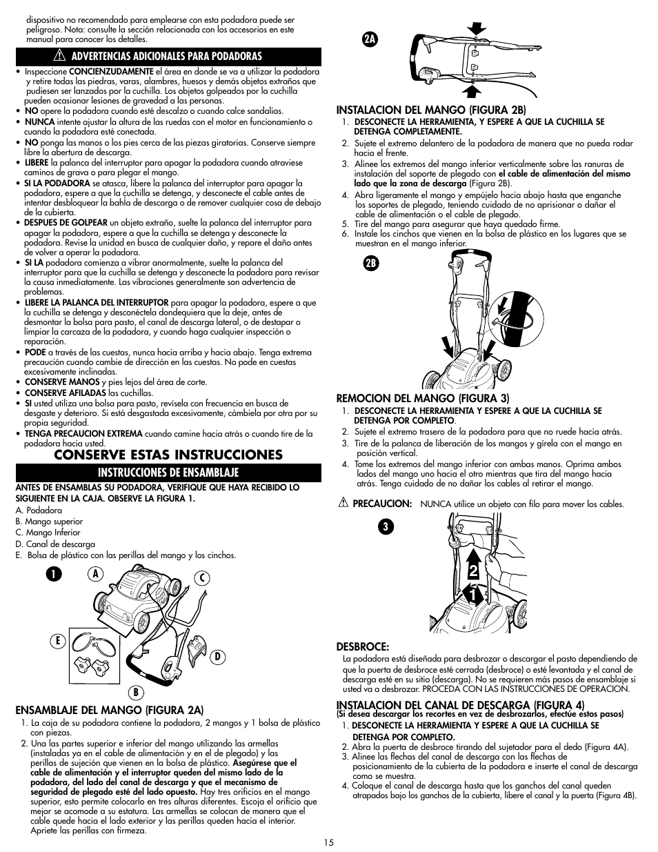 Conserve estas instrucciones, Instrucciones de ensamblaje | Black & Decker MM675 User Manual | Page 15 / 20