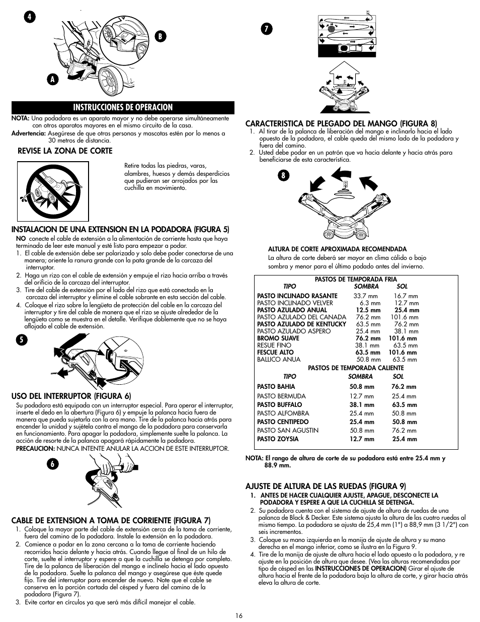 Instrucciones de operacion | Black & Decker MM675 User Manual | Page 16 / 20