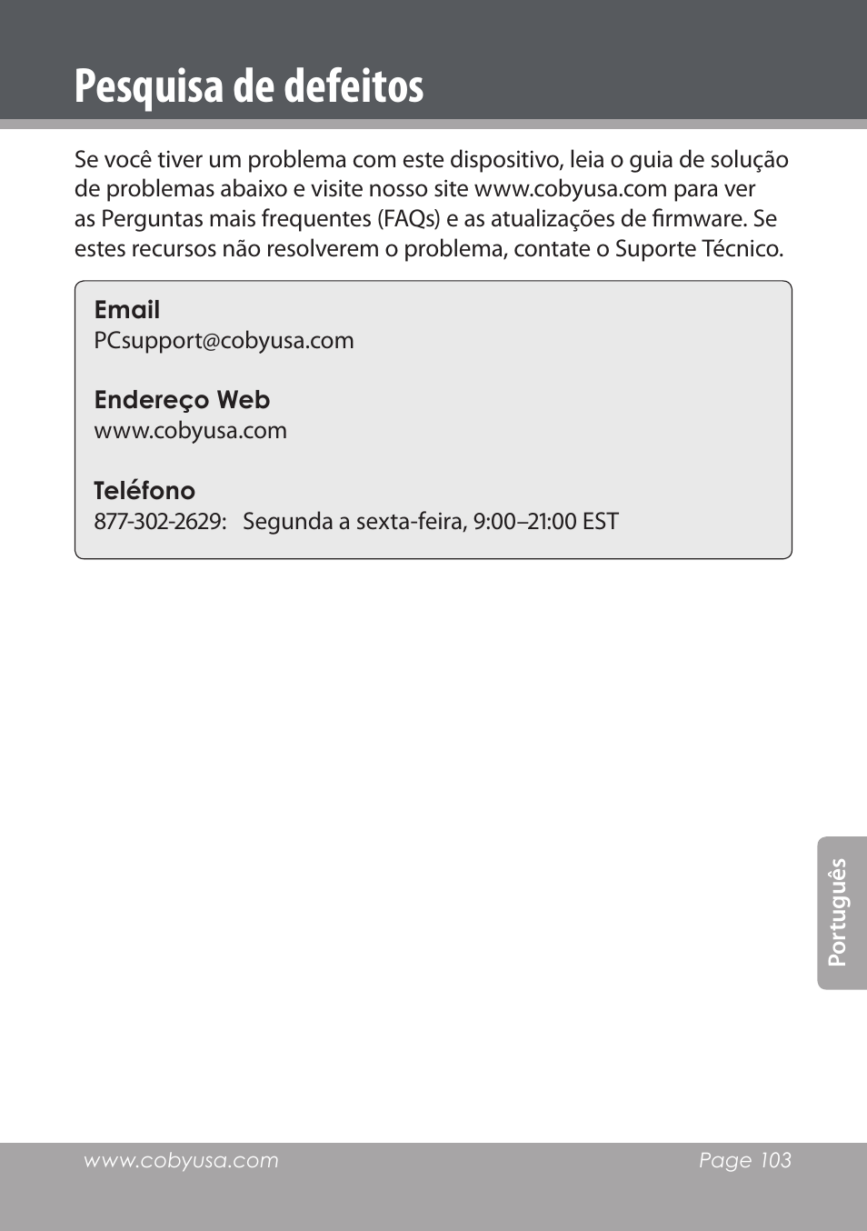 Pesquisa de defeitos | COBY electronic NBPC1220 User Manual | Page 103 / 136