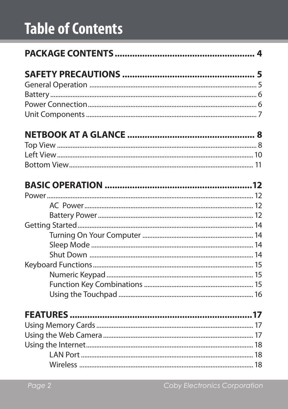 COBY electronic NBPC1220 User Manual | Page 2 / 136