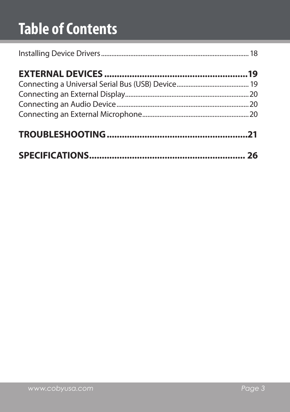 COBY electronic NBPC1220 User Manual | Page 3 / 136