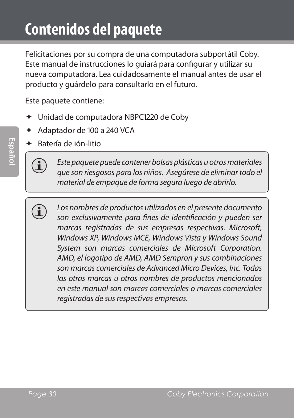 COBY electronic NBPC1220 User Manual | Page 30 / 136