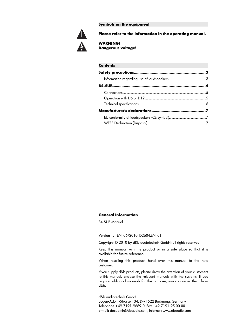 d&b B4-SUB User Manual | Page 2 / 8