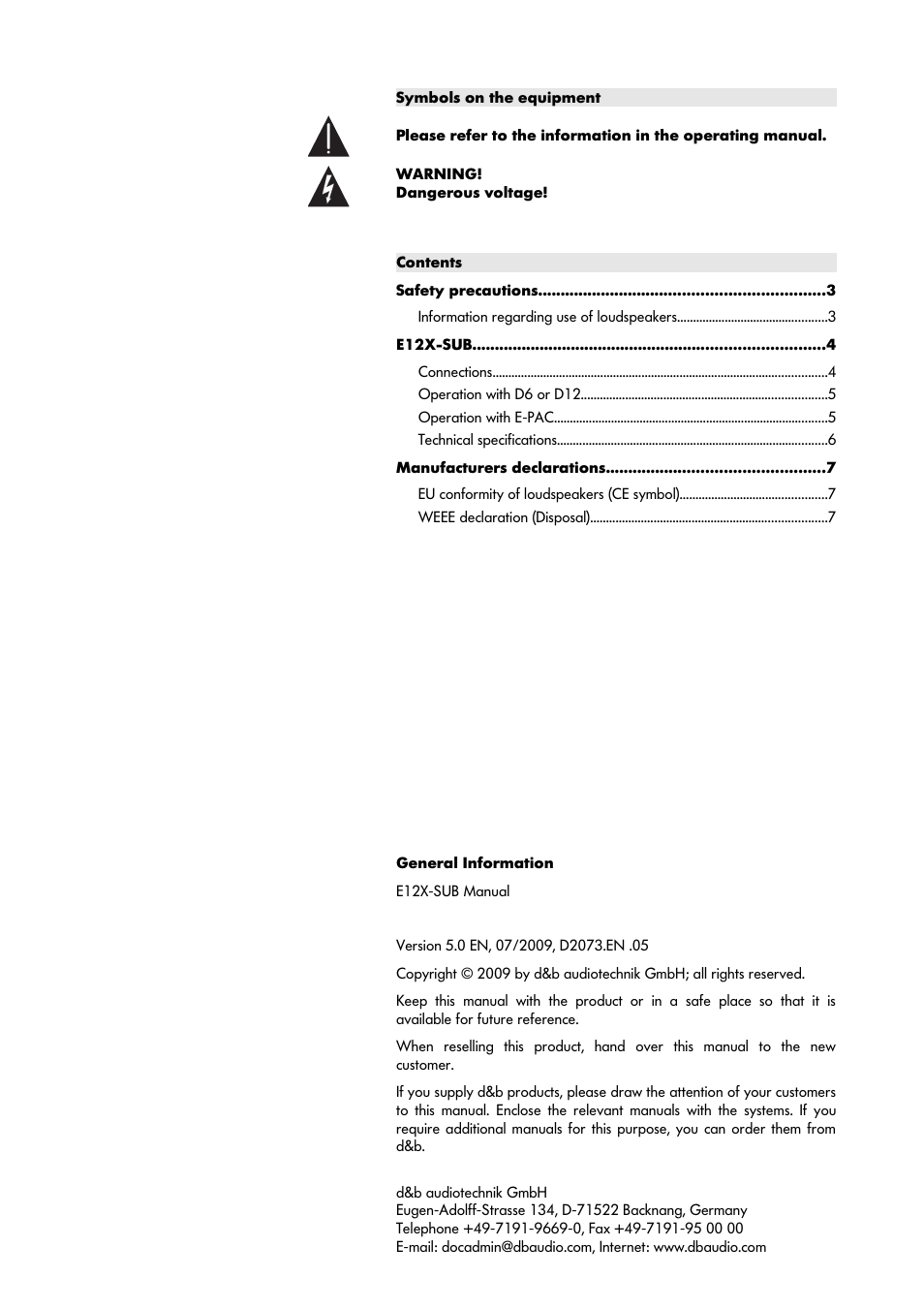 d&b E12X-SUB User Manual | Page 2 / 8