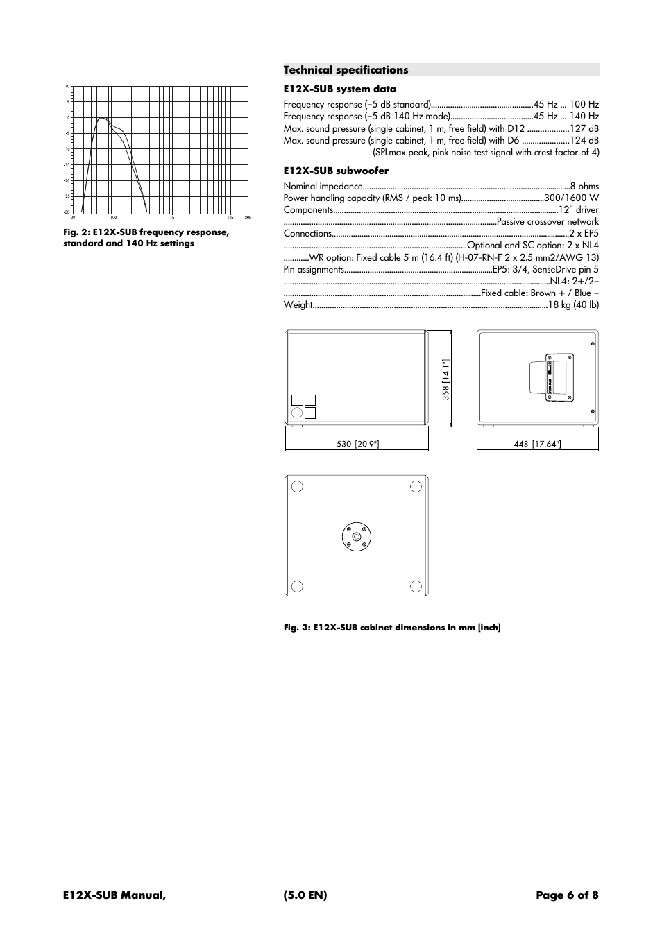 Technical specifications | d&b E12X-SUB User Manual | Page 6 / 8