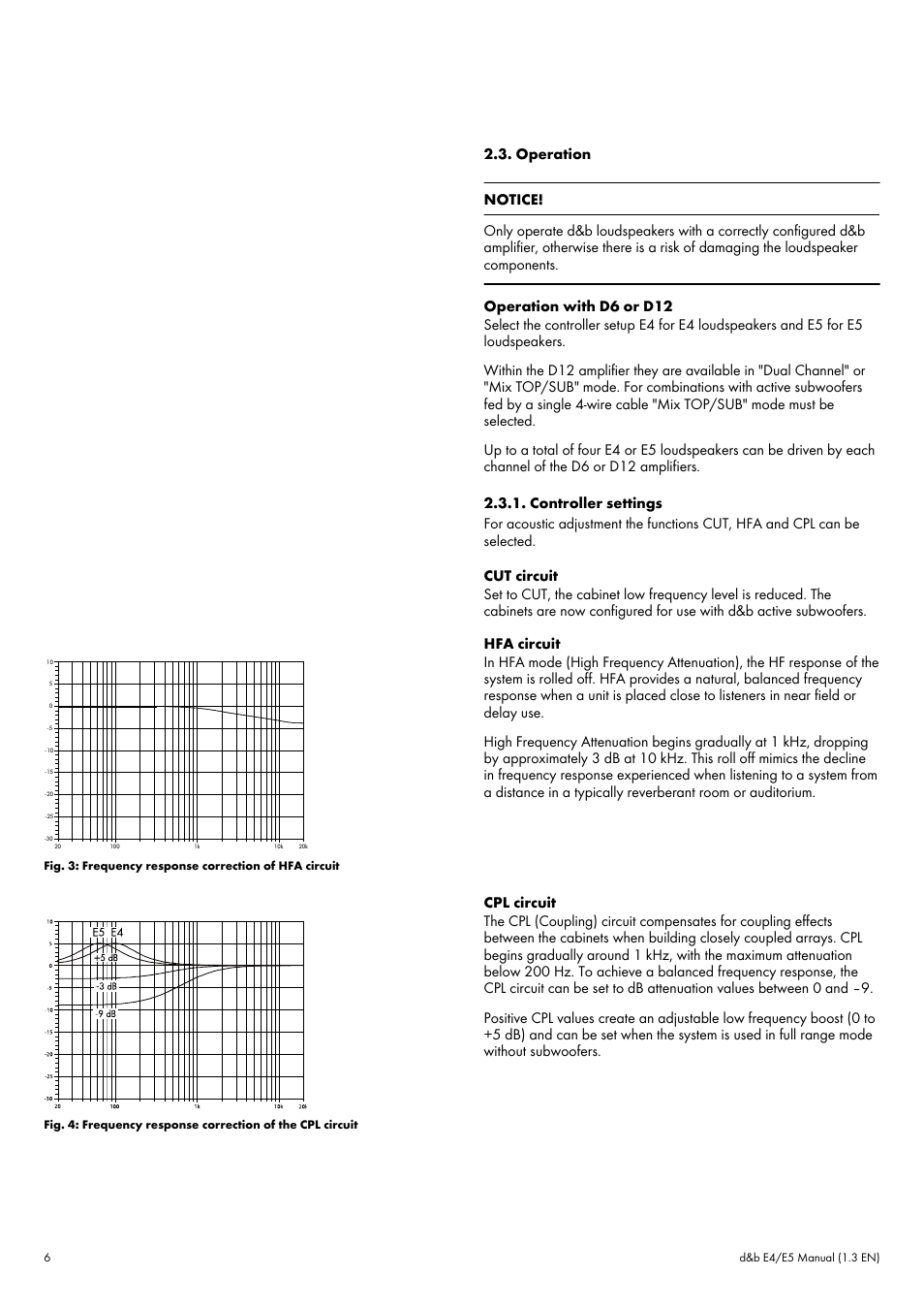 Operation, Controller settings, Operation 2.3.1. controller settings | d&b E4 User Manual | Page 6 / 10