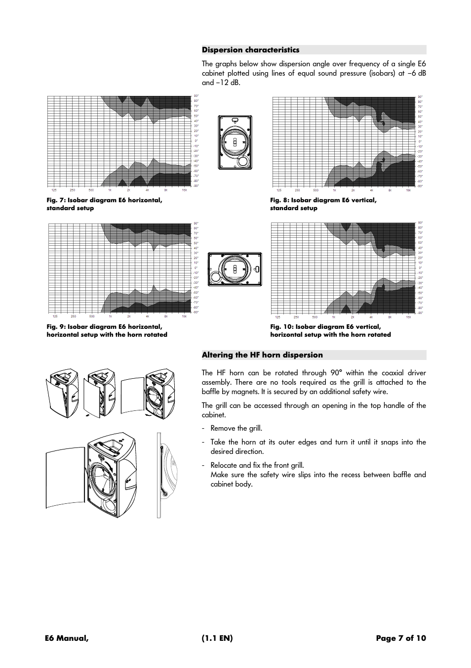 Dispersion characteristics, Altering the hf horn dispersion | d&b E6 User Manual | Page 7 / 10