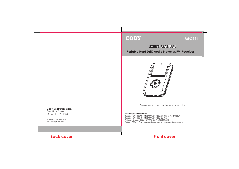 COBY electronic MPC941 User Manual | 17 pages