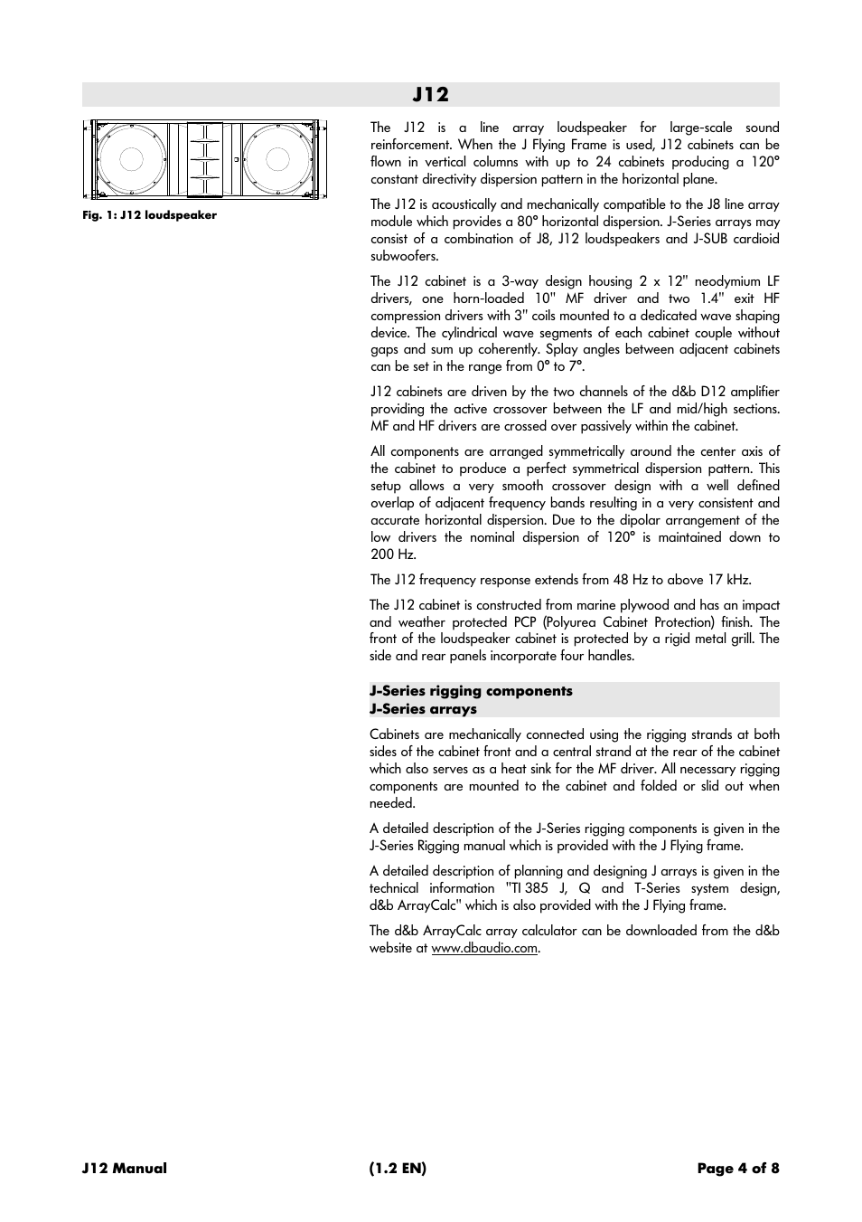 J-series rigging components j-series arrays | d&b J12 User Manual | Page 4 / 8